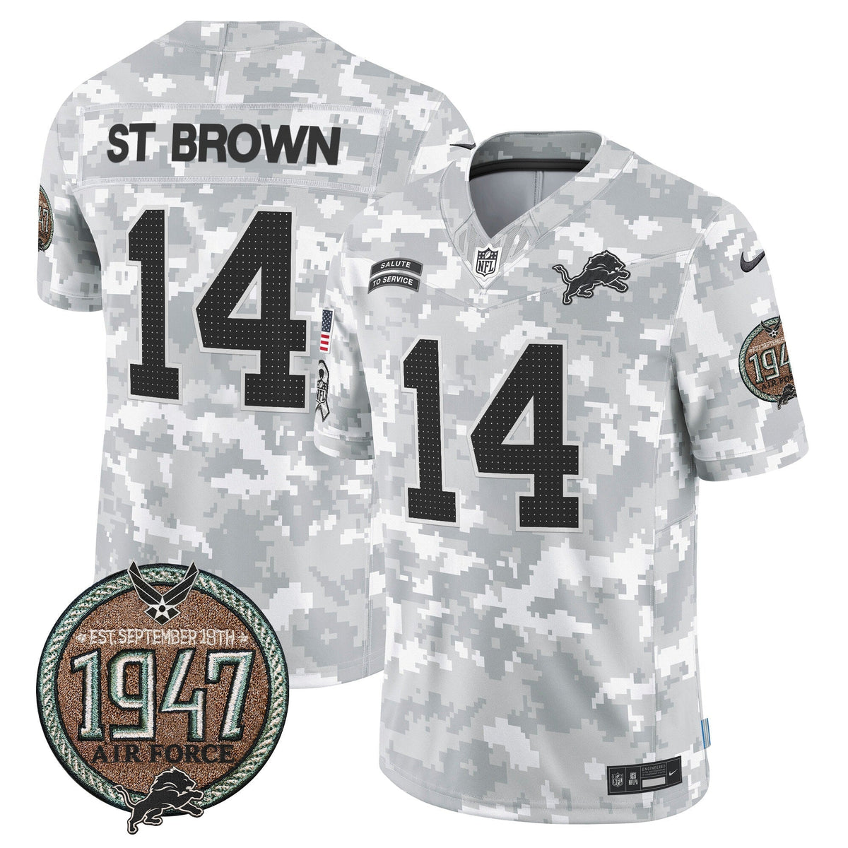 DET 2024 Salute to Service Establishment Year Patch Vapor Limited Jersey - Stitched