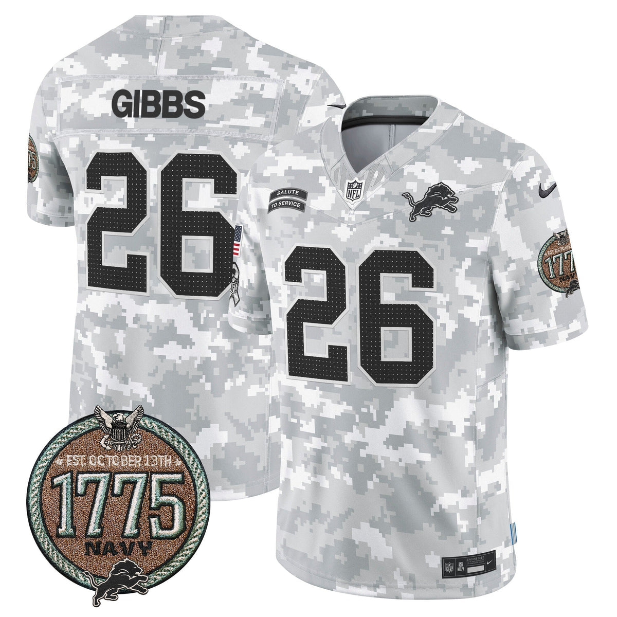 DET 2024 Salute to Service Establishment Year Patch Vapor Limited Jersey - Stitched