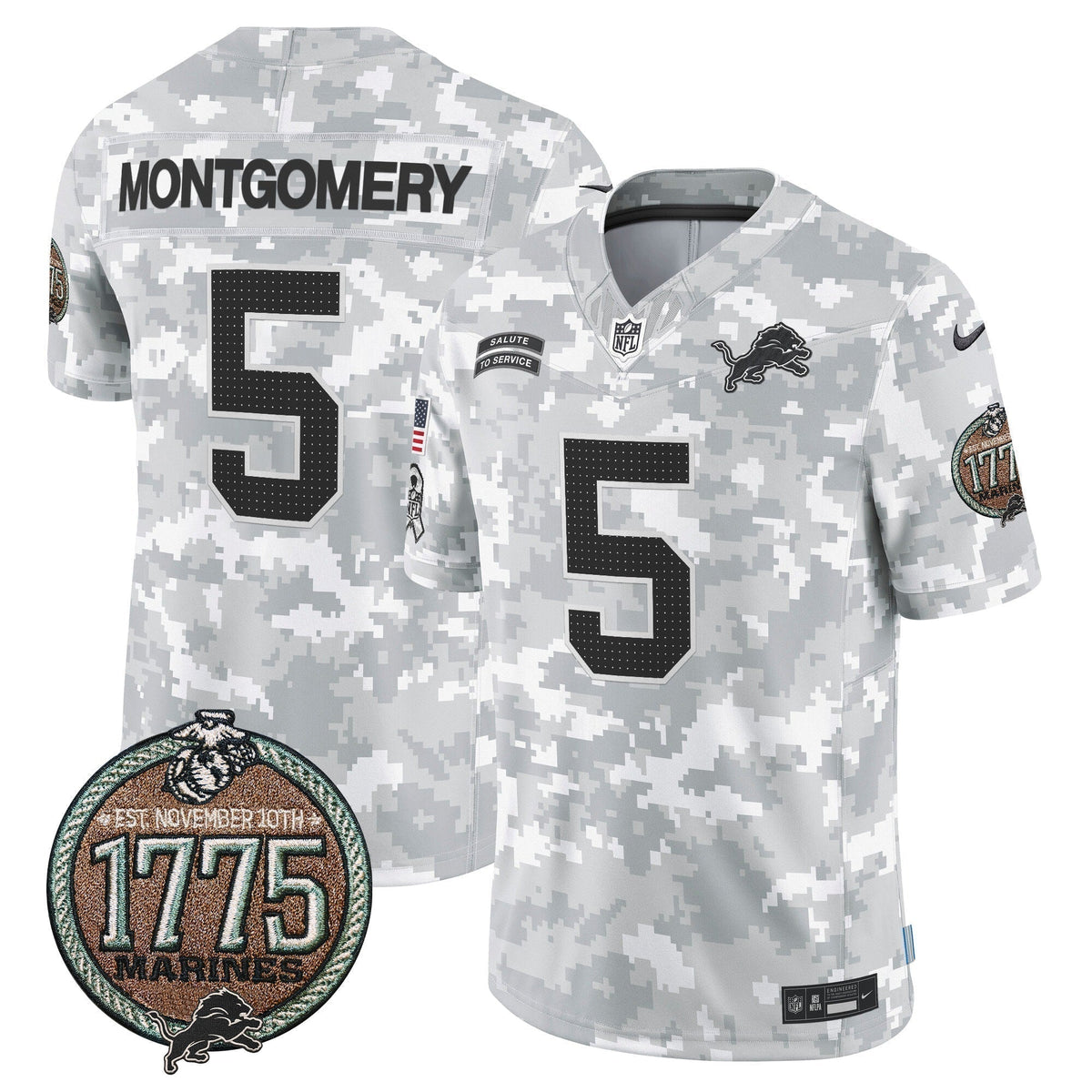 DET 2024 Salute to Service Establishment Year Patch Vapor Limited Jersey - Stitched