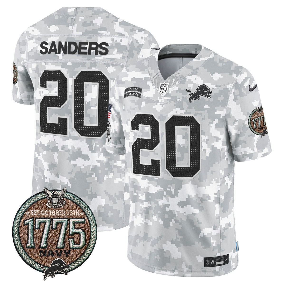 DET 2024 Salute to Service Establishment Year Patch Vapor Limited Jersey - Stitched
