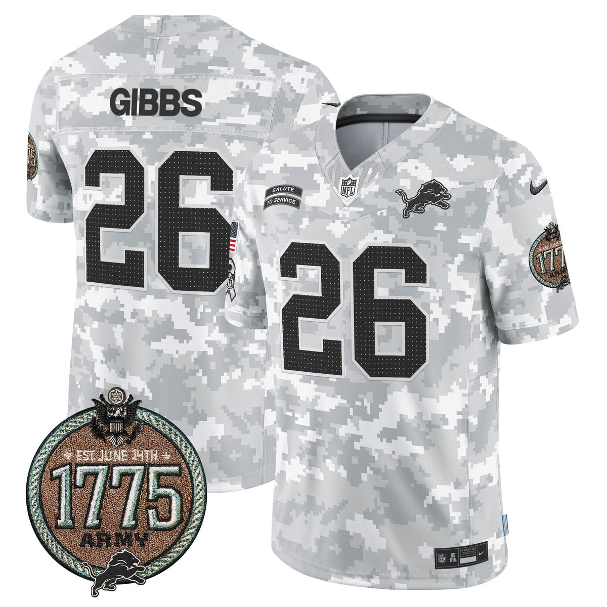 DET 2024 Salute to Service Establishment Year Patch Vapor Limited Jersey - Stitched