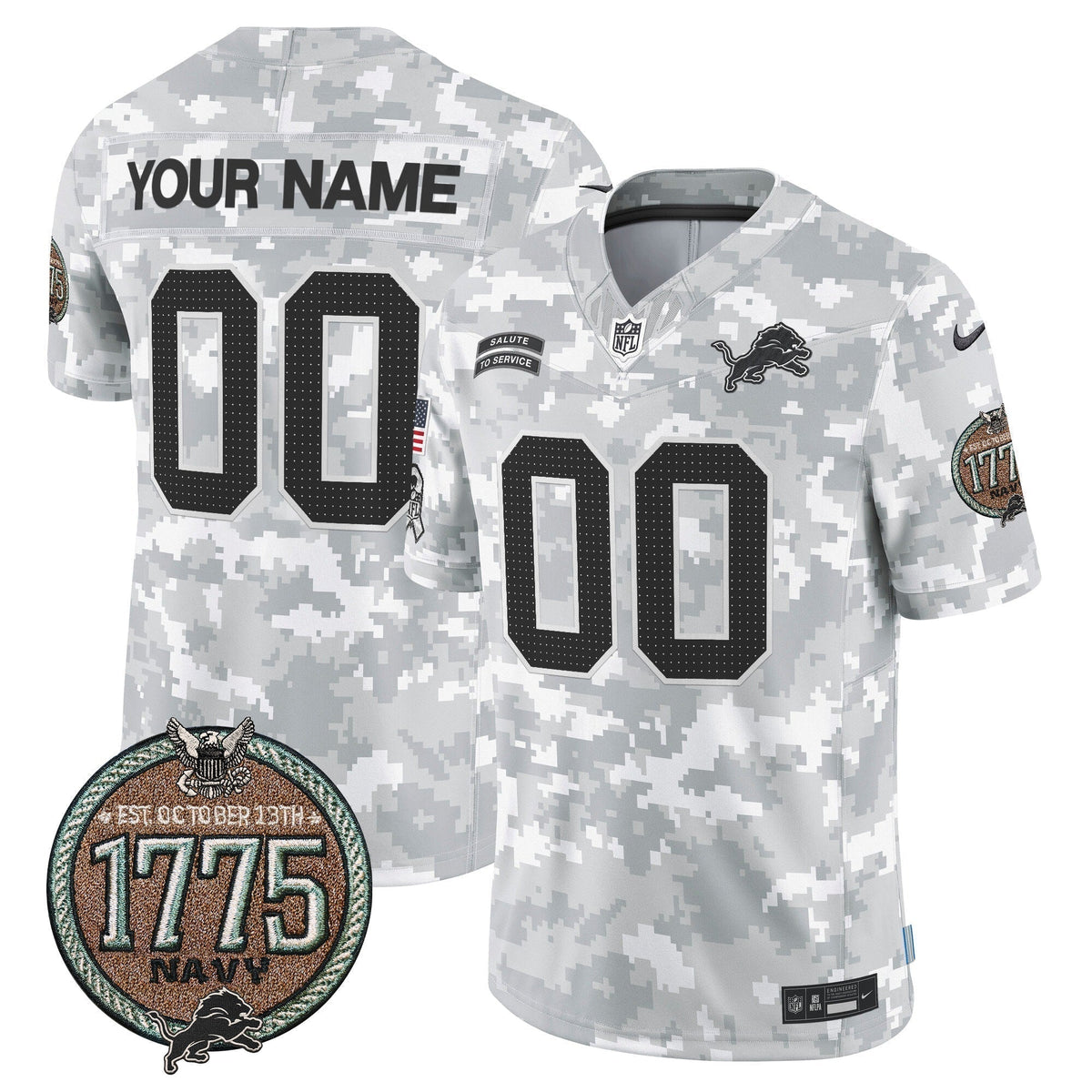 DET 2024 Salute to Service Establishment Year Patch Vapor Limited Custom Jersey - Stitched