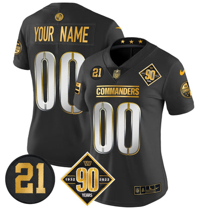 Washington Commanders 90th & Sean Taylor Patch Gold Vapor Limited Custom Jersey - All Stitched