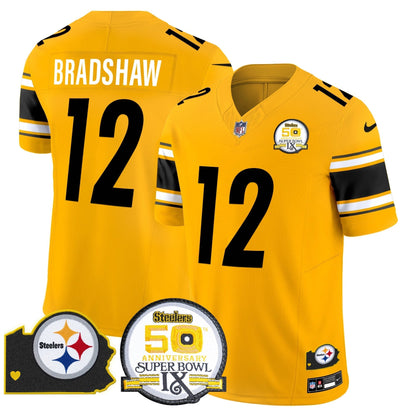 Men's Steelers 50th Anniversary Of Super Bowl IX & Map Patch Vapor Limited Jersey - All Stitched