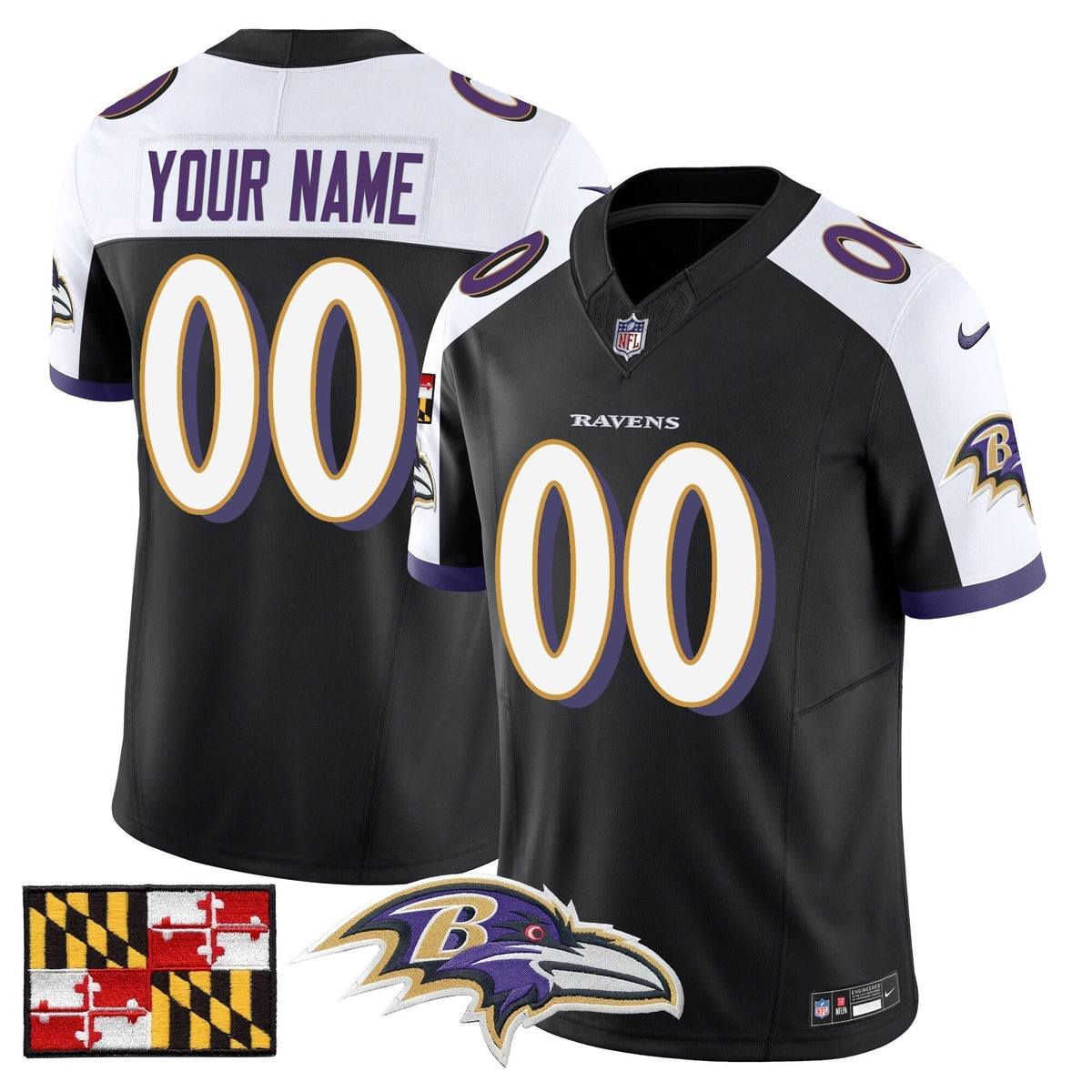 BAL 2024 Maryland Flag Vapor Limited Custom Jersey - Stitched