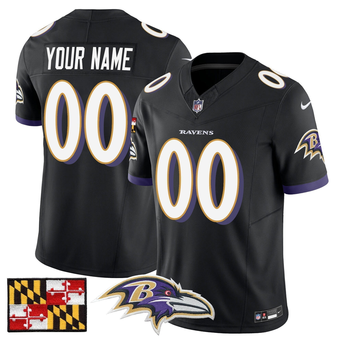 BAL 2024 Maryland Flag Vapor Limited Custom Jersey - Stitched
