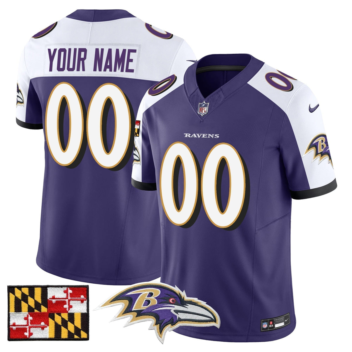 BAL 2024 Maryland Flag Vapor Limited Custom Jersey - Stitched