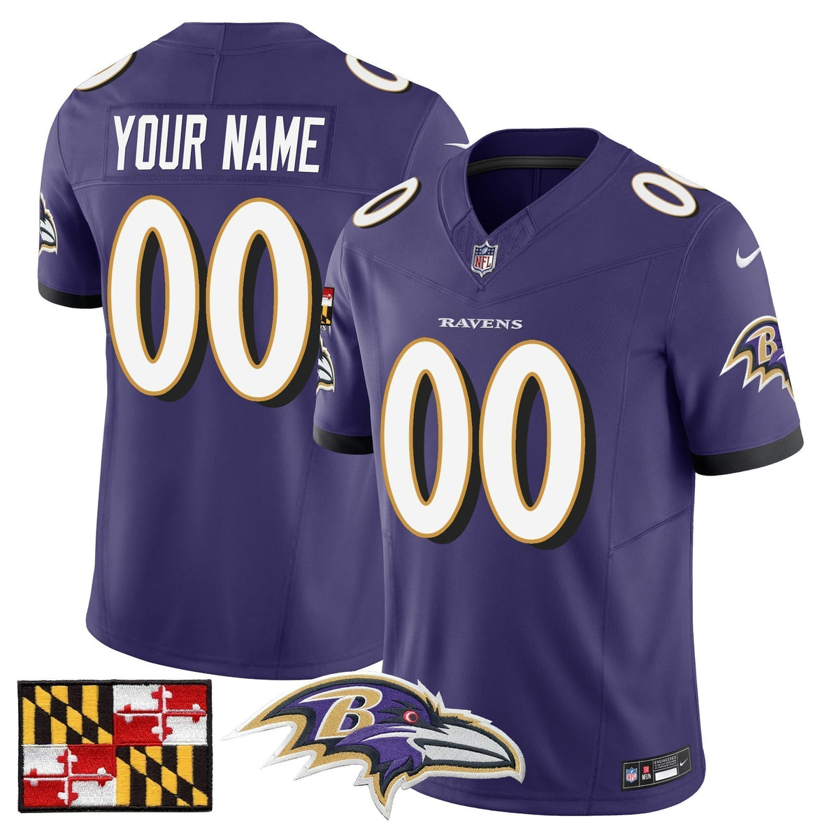 BAL 2024 Maryland Flag Vapor Limited Custom Jersey - Stitched