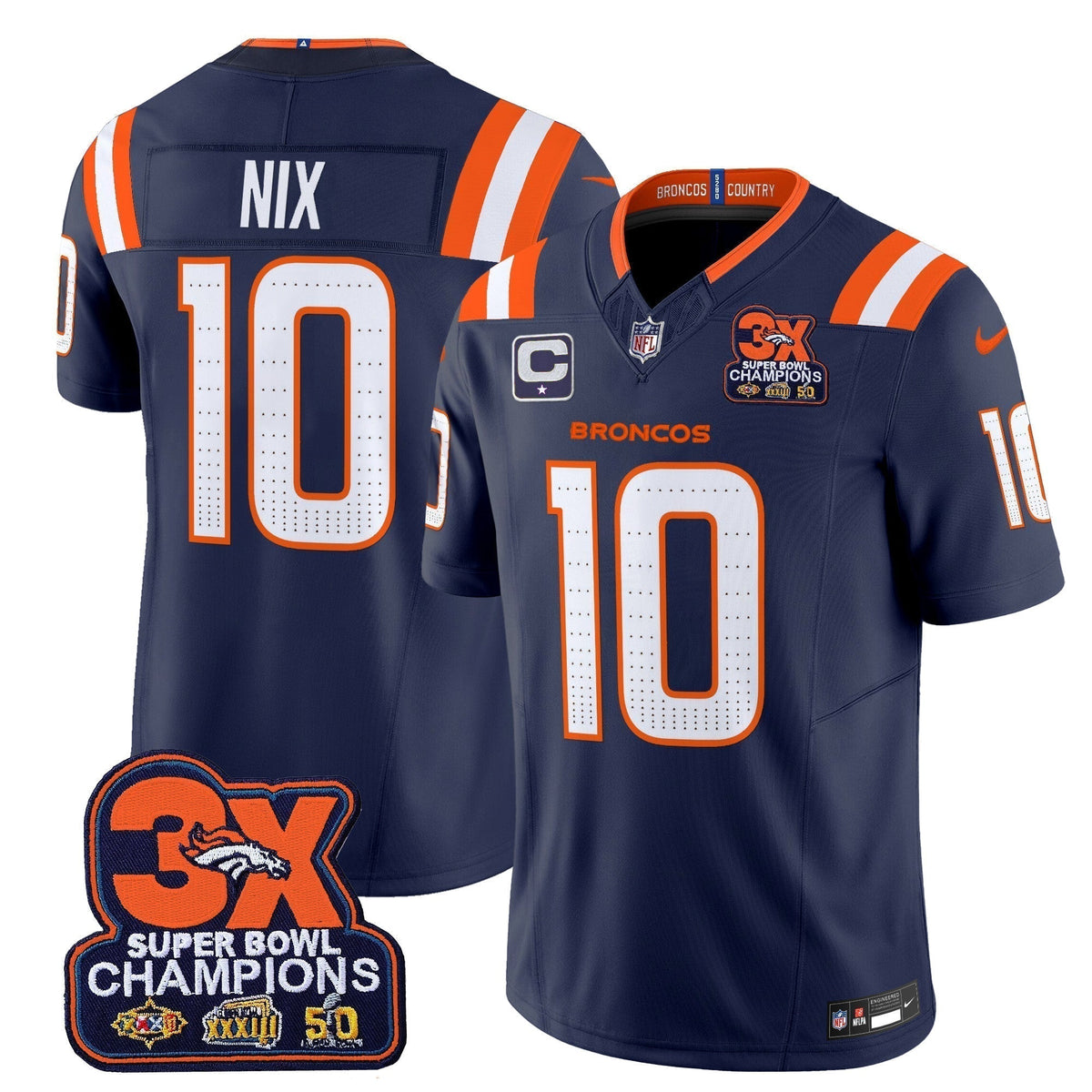 DEN 3-Time Champions Patch Vapor Limited Jersey V2 - Stitched