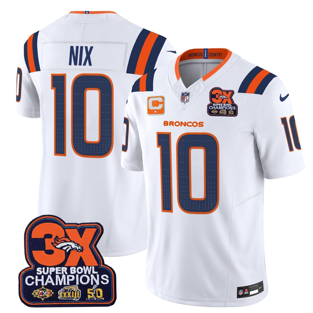 DEN 3-Time Champions Patch Vapor Limited Jersey V2 - Stitched