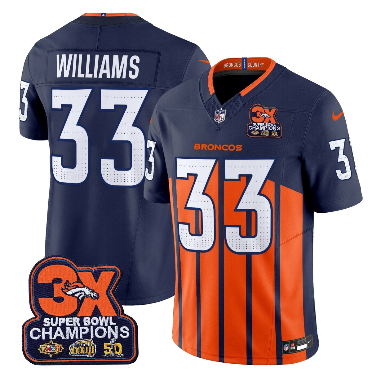 DEN 3-Time Champions Patch Vapor Limited Jersey V2 - Stitched