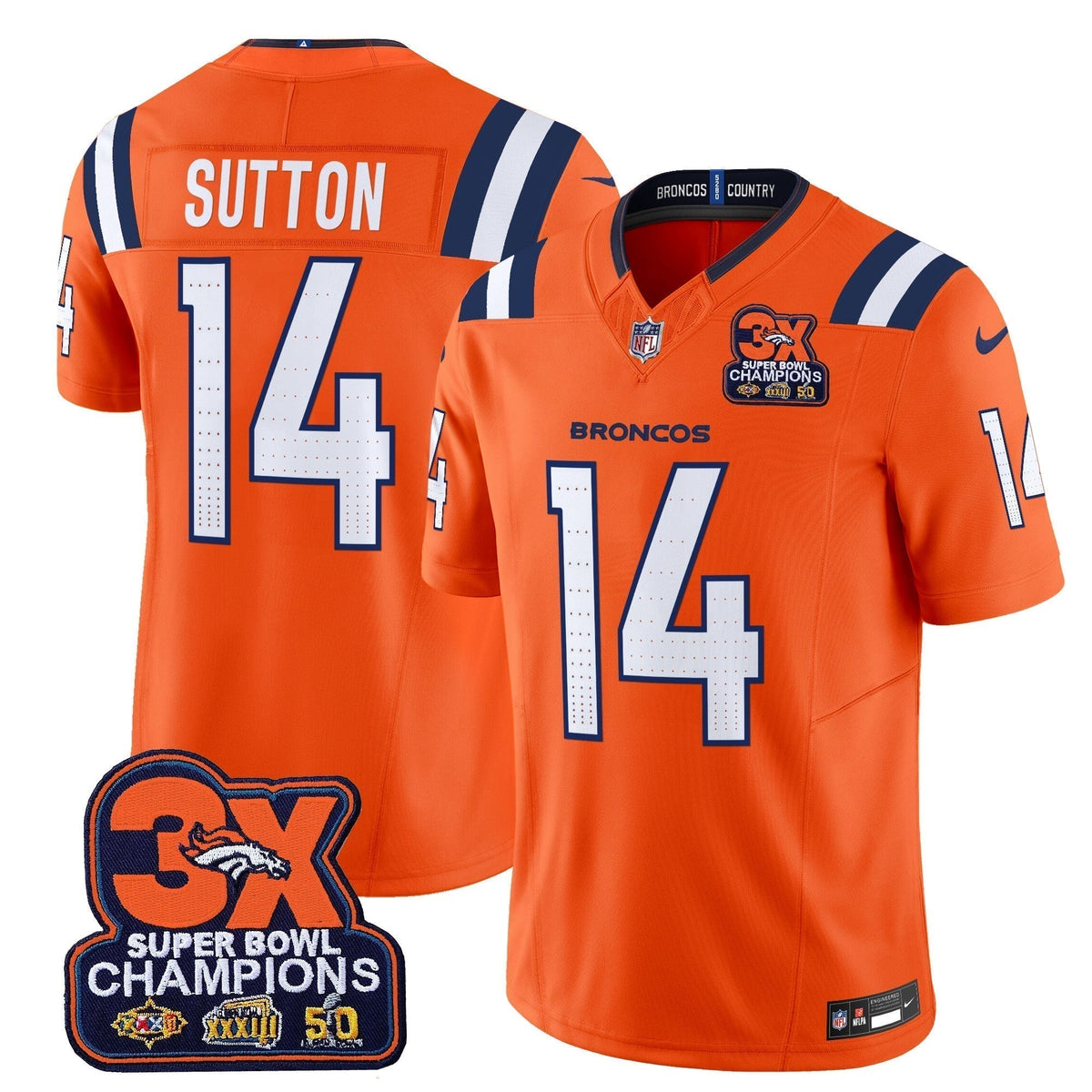 DEN 3-Time Champions Patch Vapor Limited Jersey V2 - Stitched