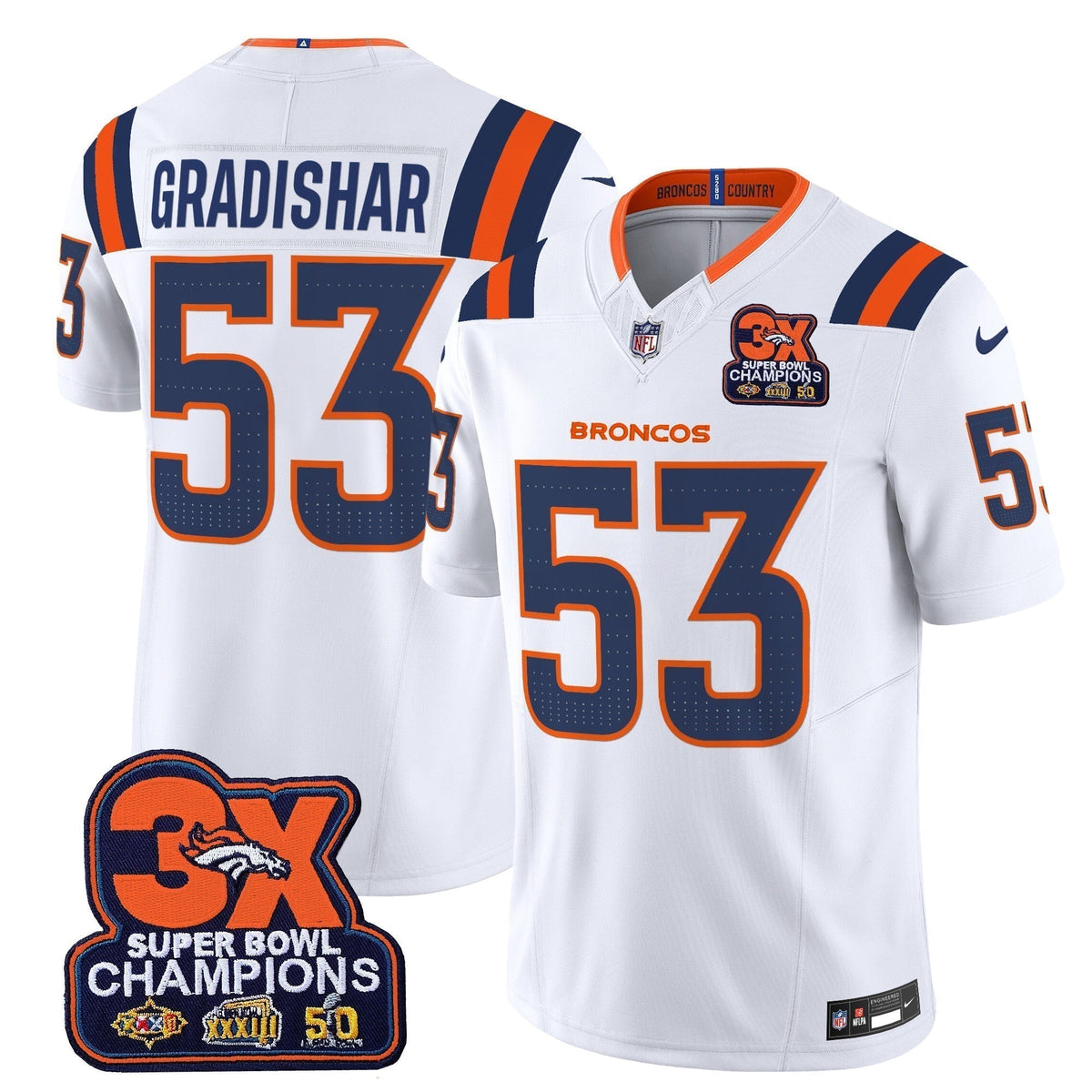 DEN 3-Time Champions Patch Vapor Limited Jersey V2 - Stitched