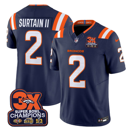 DEN 3-Time Champions Patch Vapor Limited Jersey V2 - Stitched