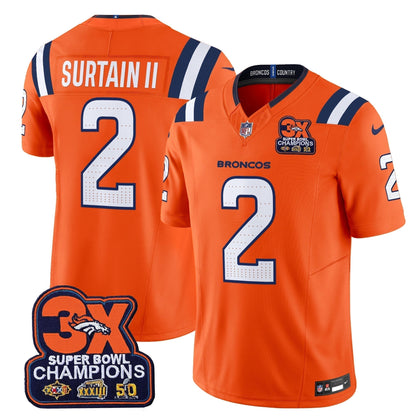 DEN 3-Time Champions Patch Vapor Limited Jersey V2 - Stitched