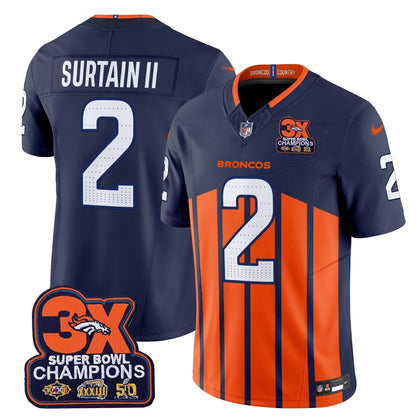 DEN 3-Time Champions Patch Vapor Limited Jersey V2 - Stitched