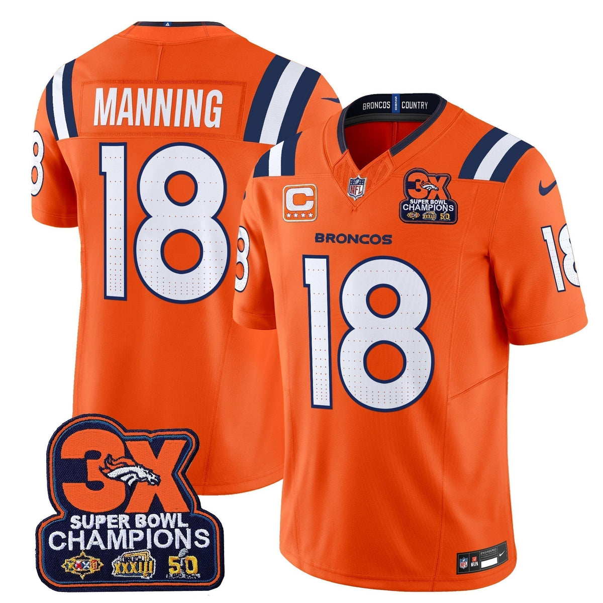 DEN 3-Time Champions Patch Vapor Limited Jersey V2 - Stitched