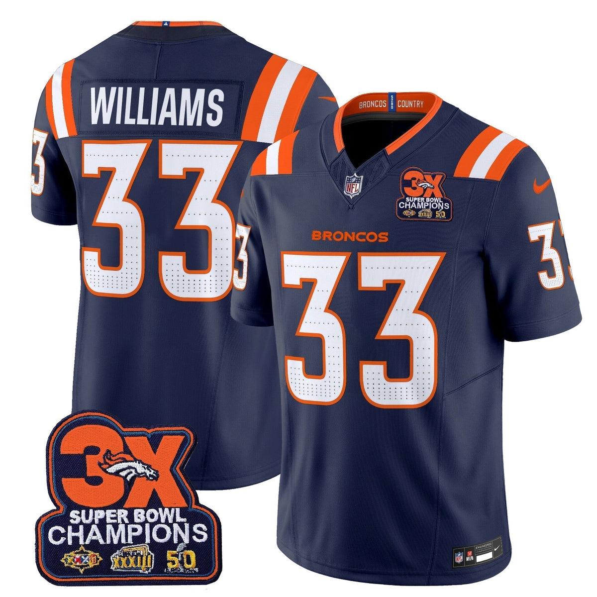DEN 3-Time Champions Patch Vapor Limited Jersey V2 - Stitched