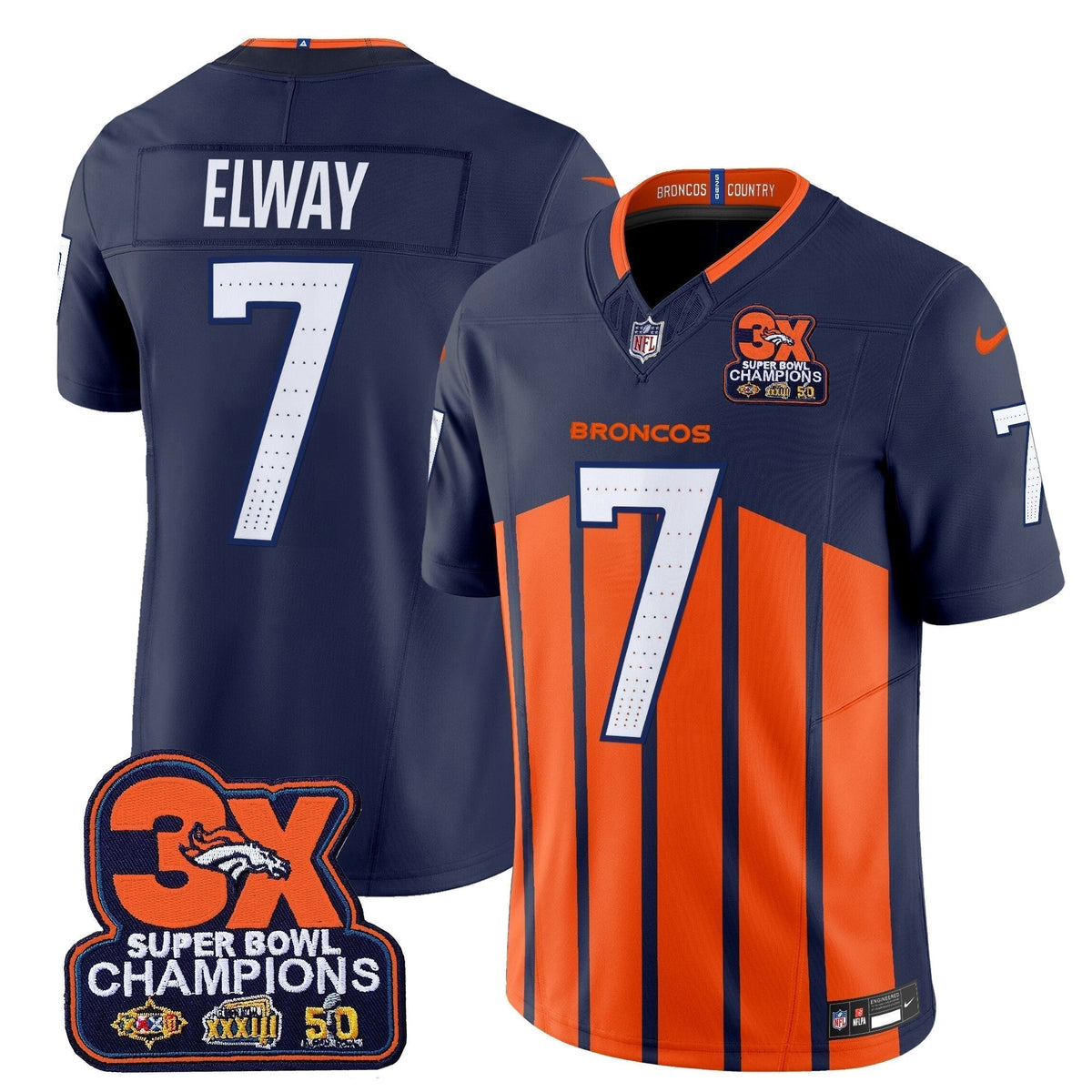 DEN 3-Time Champions Patch Vapor Limited Jersey V2 - Stitched