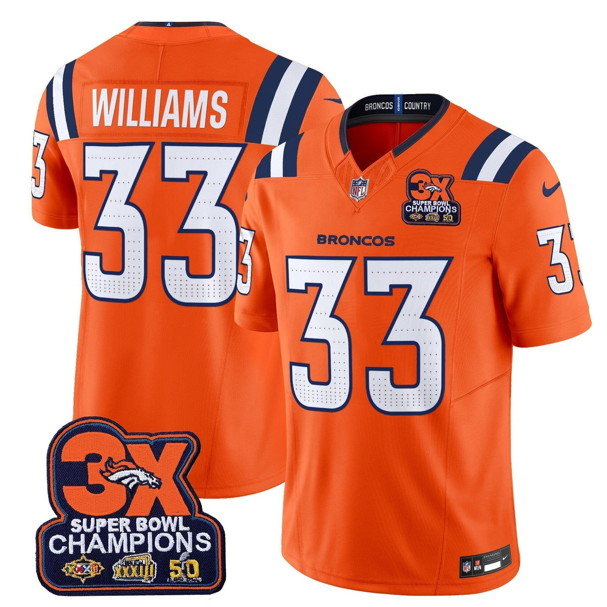 DEN 3-Time Champions Patch Vapor Limited Jersey V2 - Stitched