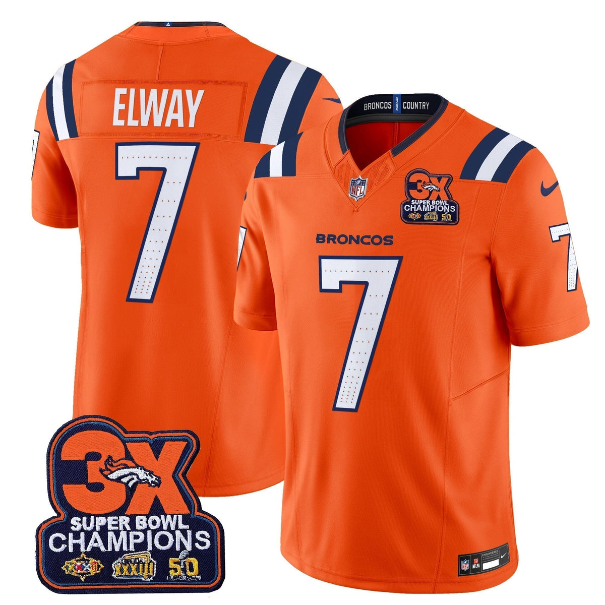 DEN 3-Time Champions Patch Vapor Limited Jersey V2 - Stitched