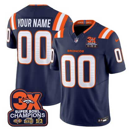 DEN 3-Time Champions Patch Vapor Limited Custom Jersey V2 - Stitched