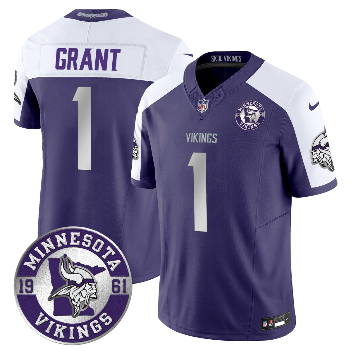 Men's Minnesota Vikings 2024 Vapor Limited Jersey - Est. 1961 Patch - All Stitched