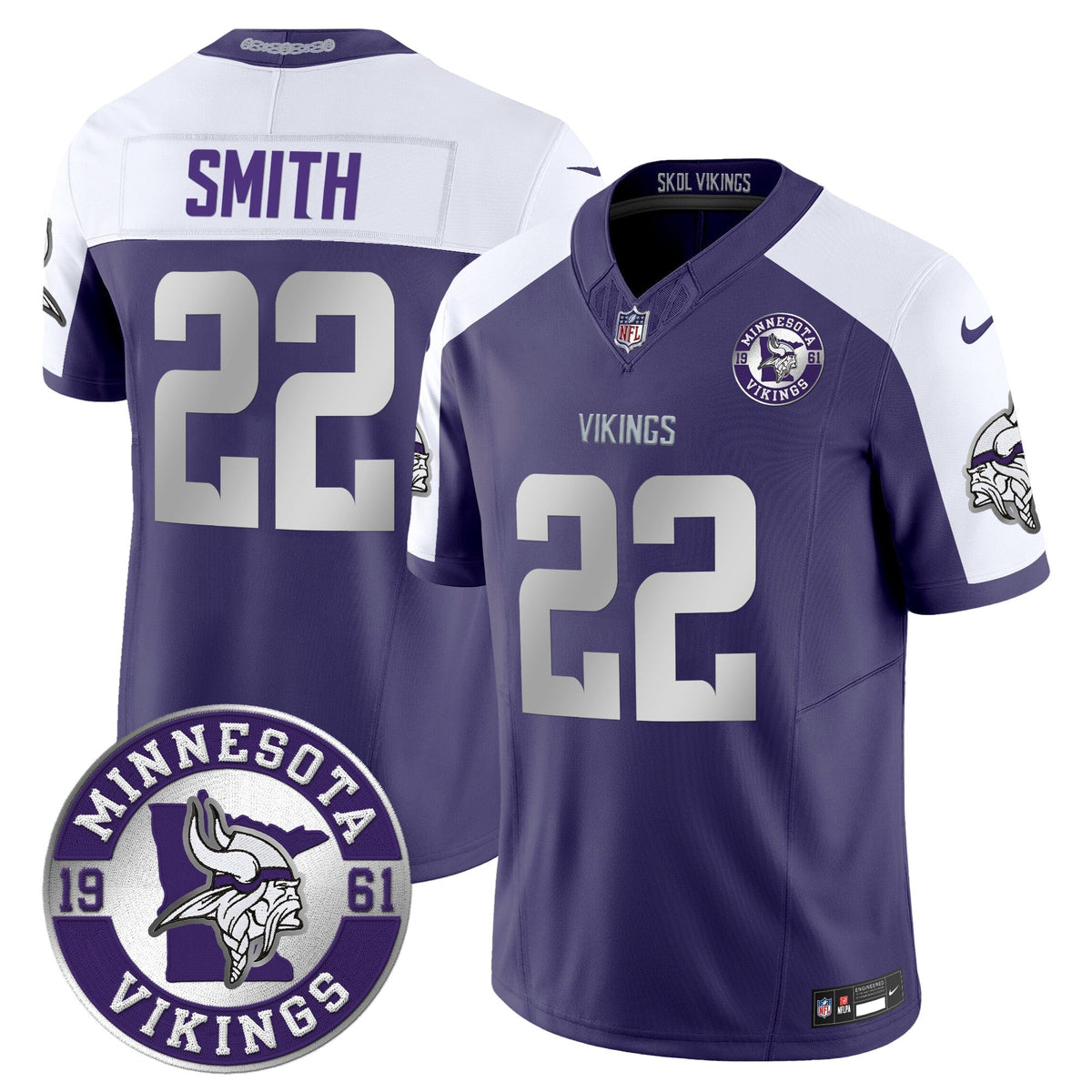 Men's Minnesota Vikings 2024 Vapor Limited Jersey - Est. 1961 Patch - All Stitched