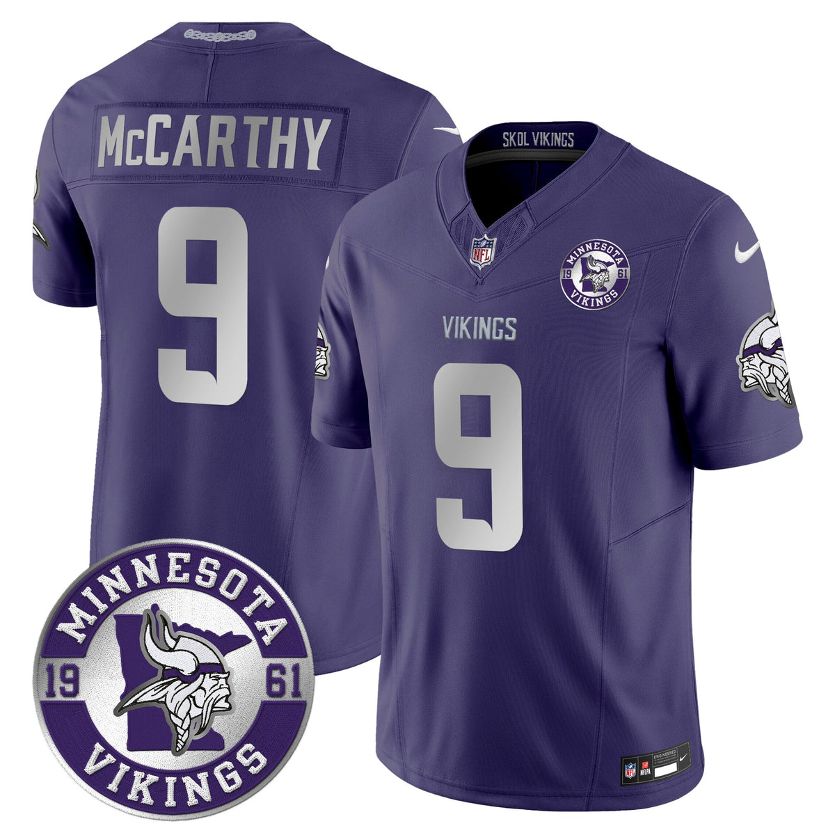Men's Minnesota Vikings 2024 Vapor Limited Jersey - Est. 1961 Patch - All Stitched