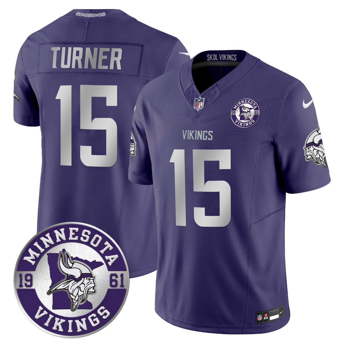 Men's Minnesota Vikings 2024 Vapor Limited Jersey - Est. 1961 Patch - All Stitched