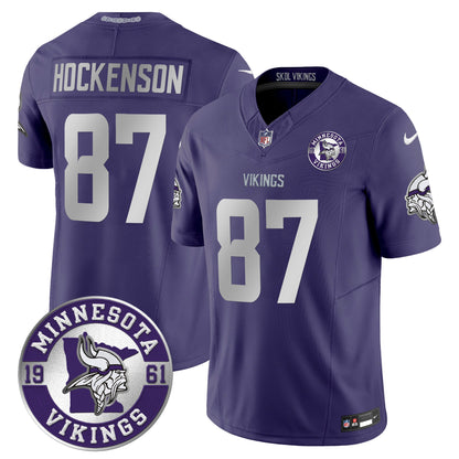 Men's Minnesota Vikings 2024 Vapor Limited Jersey - Est. 1961 Patch - All Stitched