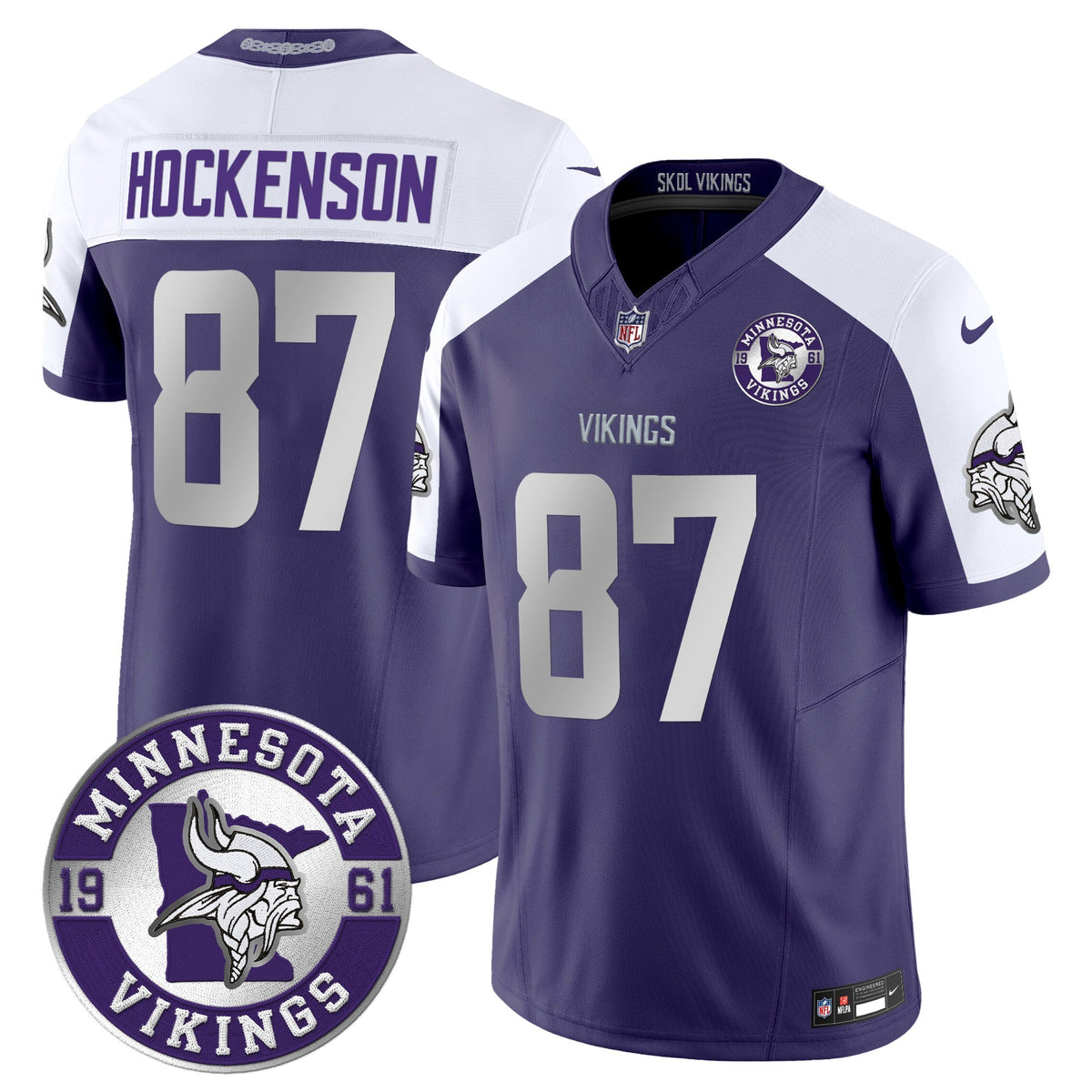 Men's Minnesota Vikings 2024 Vapor Limited Jersey - Est. 1961 Patch - All Stitched