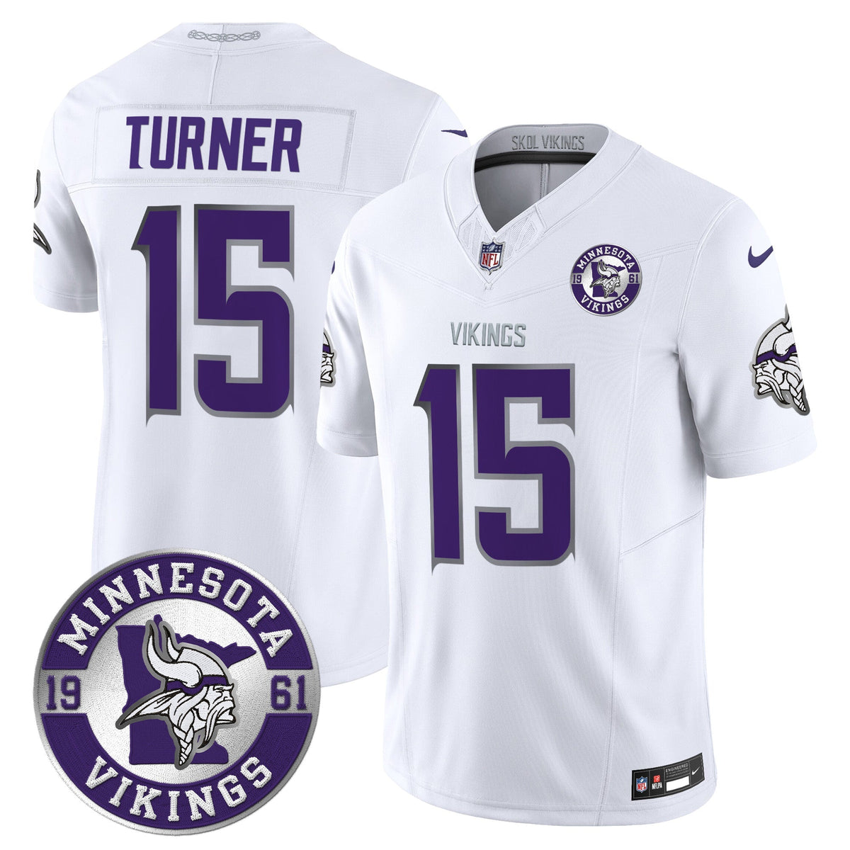 Men's Minnesota Vikings 2024 Vapor Limited Jersey - Est. 1961 Patch - All Stitched