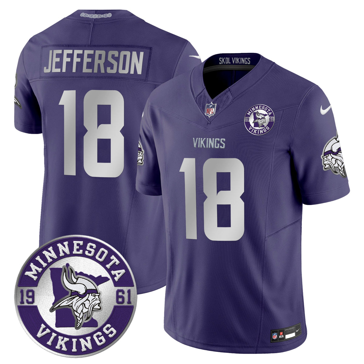 Men's Minnesota Vikings 2024 Vapor Limited Jersey - Est. 1961 Patch - All Stitched