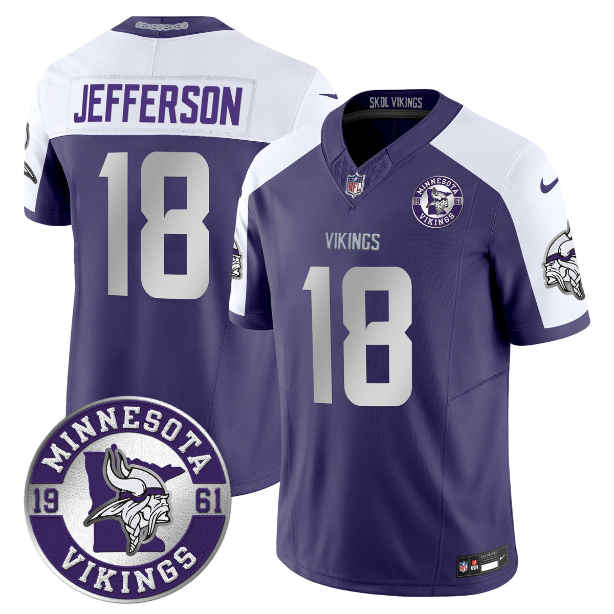 Men's Minnesota Vikings 2024 Vapor Limited Jersey - Est. 1961 Patch - All Stitched