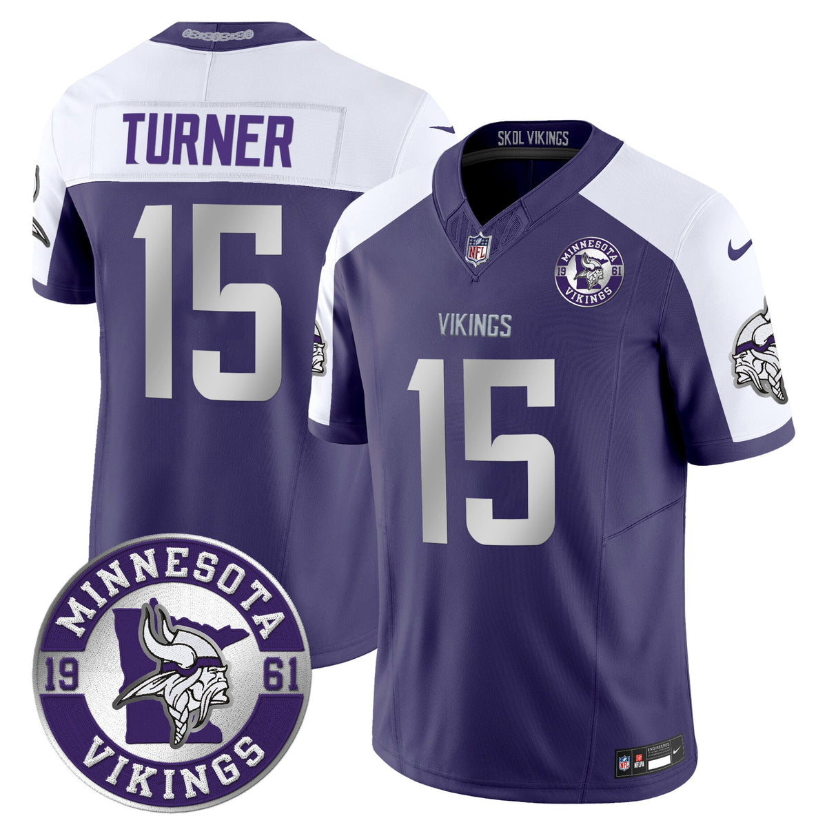 Men's Minnesota Vikings 2024 Vapor Limited Jersey - Est. 1961 Patch - All Stitched