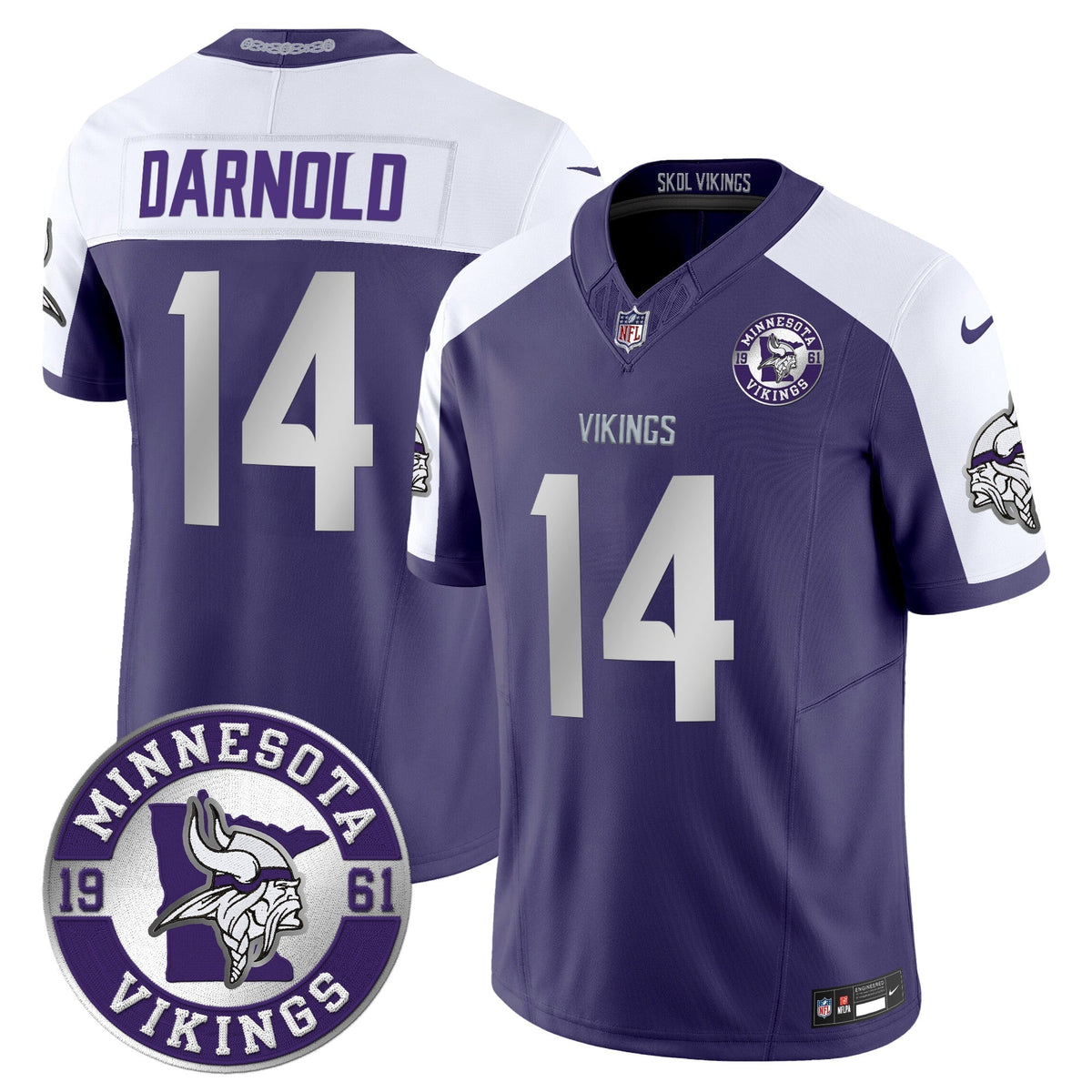 Men's Minnesota Vikings 2024 Vapor Limited Jersey - Est. 1961 Patch - All Stitched