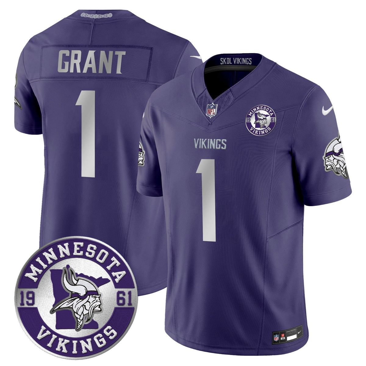 Men's Minnesota Vikings 2024 Vapor Limited Jersey - Est. 1961 Patch - All Stitched