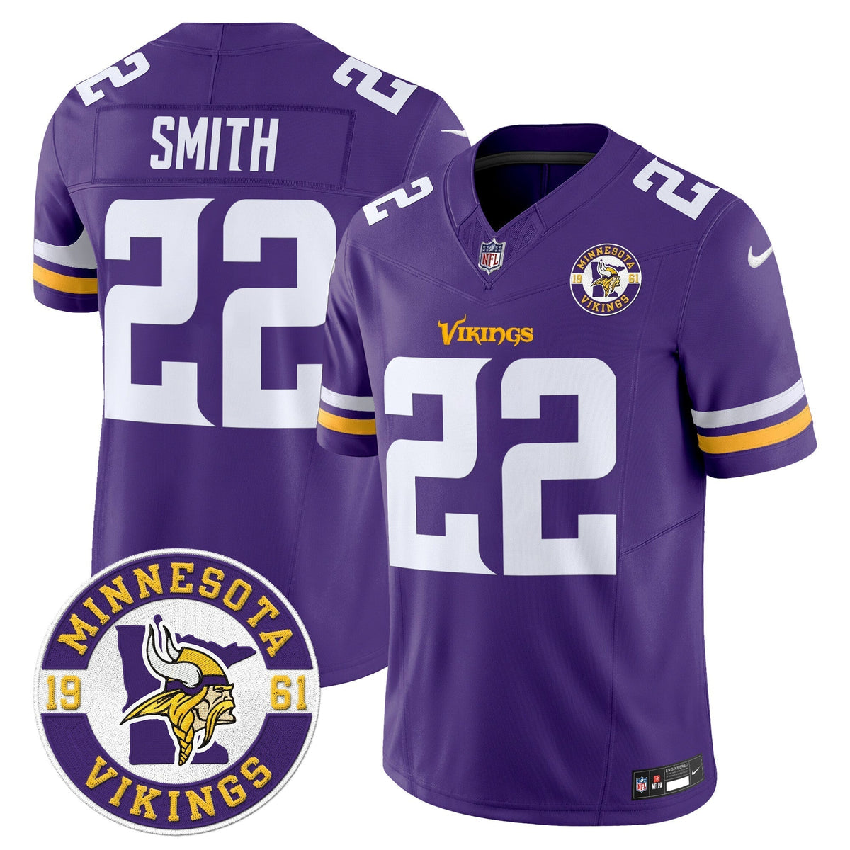 Men's Minnesota Vikings 2024 Vapor Limited Jersey V2 - Est. 1961 Patch - All Stitched