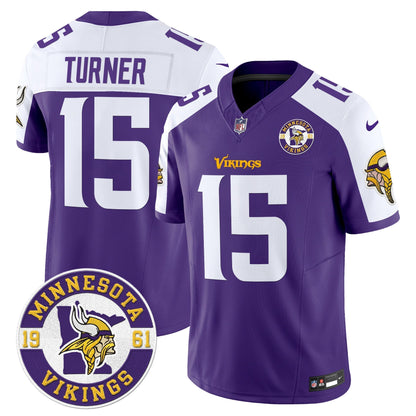 Men's Minnesota Vikings 2024 Vapor Limited Jersey V2 - Est. 1961 Patch - All Stitched