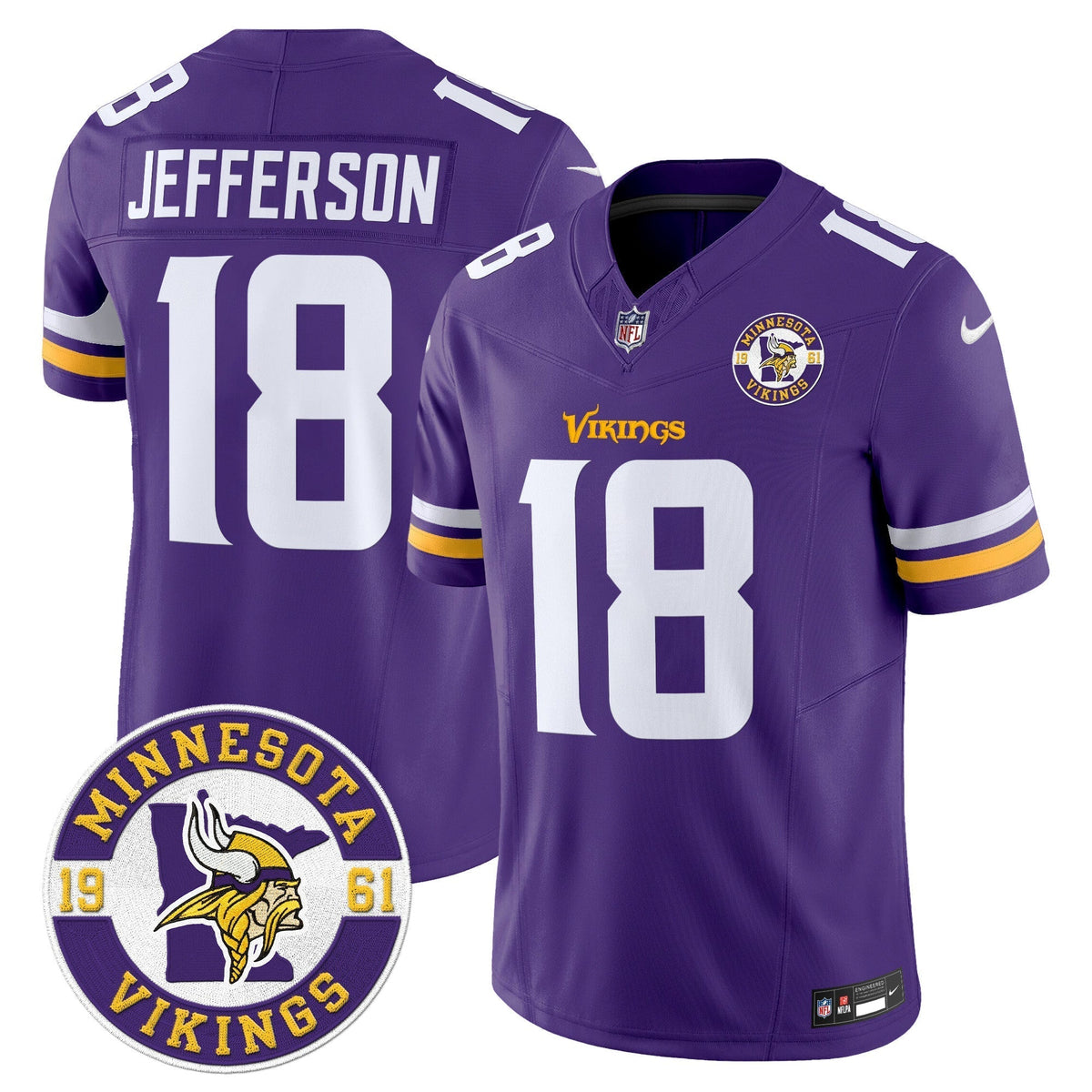 Men's Minnesota Vikings 2024 Vapor Limited Jersey V2 - Est. 1961 Patch - All Stitched