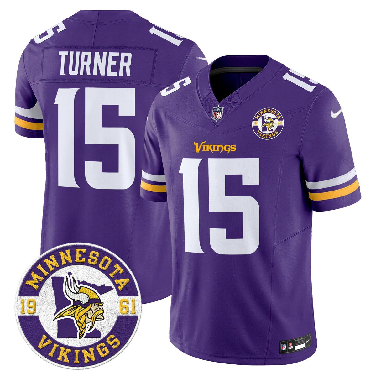 Men's Minnesota Vikings 2024 Vapor Limited Jersey V2 - Est. 1961 Patch - All Stitched