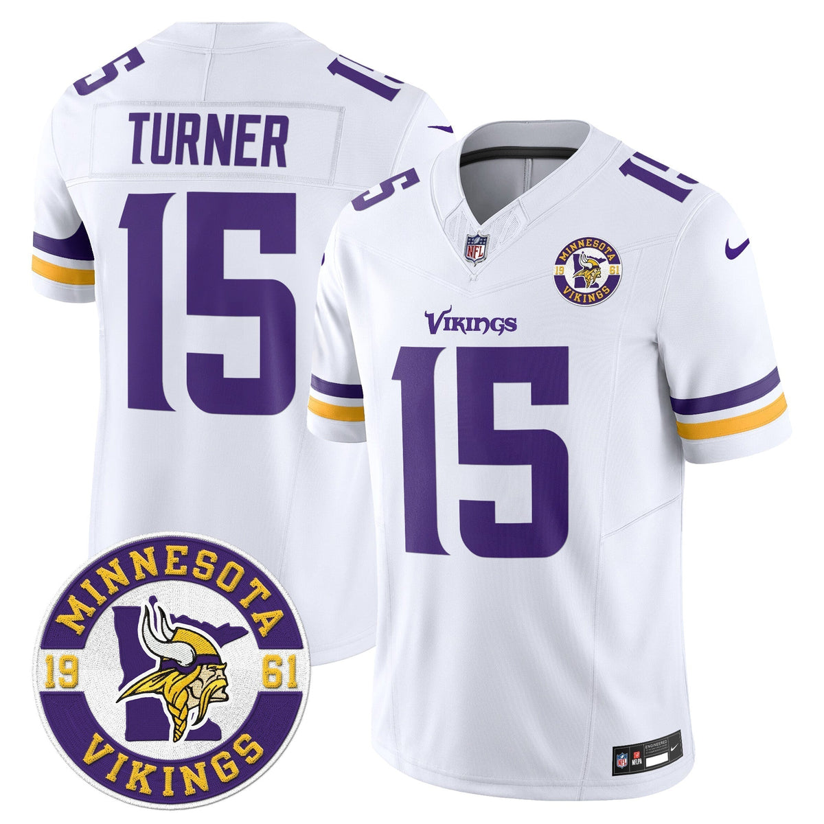 Men's Minnesota Vikings 2024 Vapor Limited Jersey V2 - Est. 1961 Patch - All Stitched