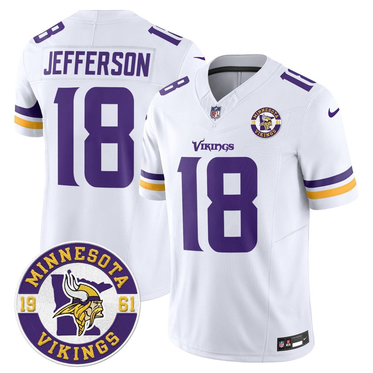 Men's Minnesota Vikings 2024 Vapor Limited Jersey V2 - Est. 1961 Patch - All Stitched