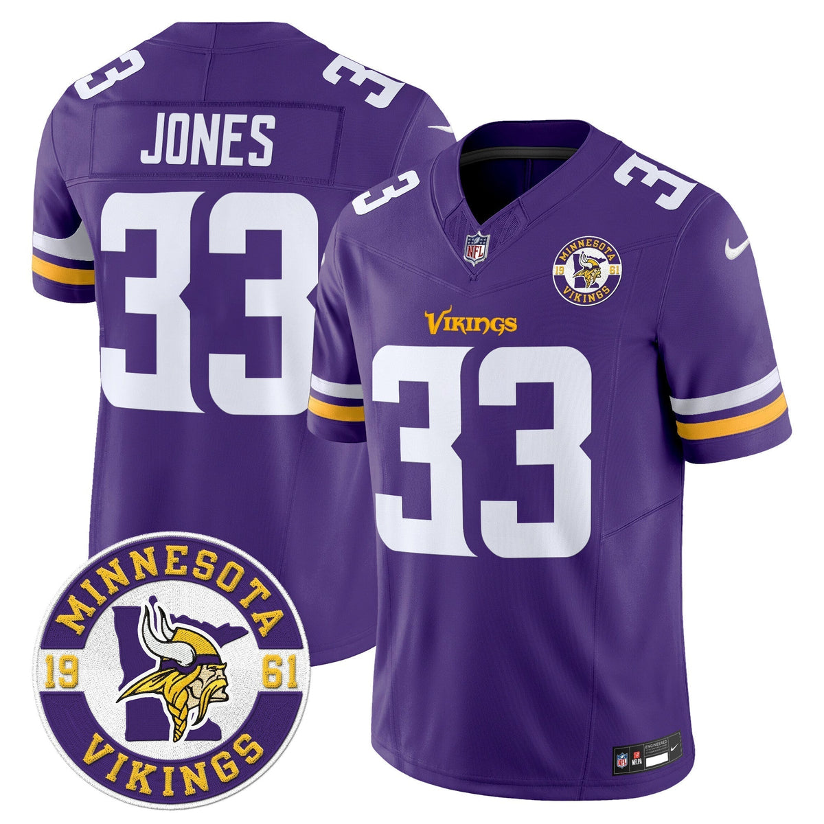 Men's Minnesota Vikings 2024 Vapor Limited Jersey V2 - Est. 1961 Patch - All Stitched