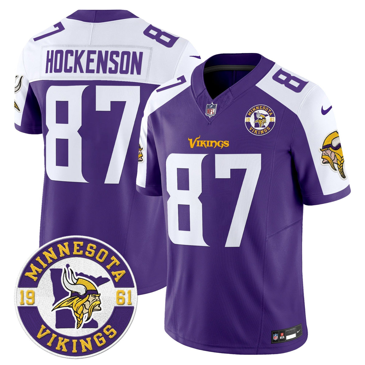 Men's Minnesota Vikings 2024 Vapor Limited Jersey V2 - Est. 1961 Patch - All Stitched
