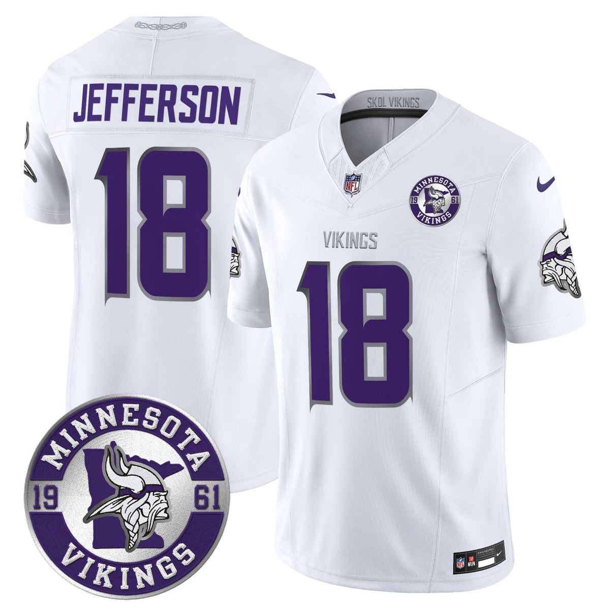 Men's Minnesota Vikings 2024 Vapor Limited Jersey V2 - Est. 1961 Patch - All Stitched