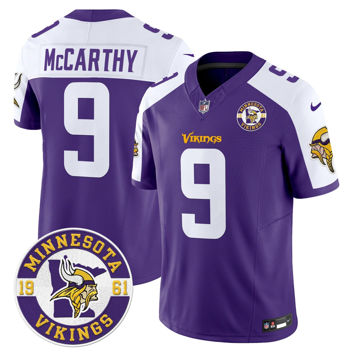 Men's Minnesota Vikings 2024 Vapor Limited Jersey V2 - Est. 1961 Patch - All Stitched