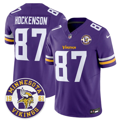 Men's Minnesota Vikings 2024 Vapor Limited Jersey V2 - Est. 1961 Patch - All Stitched