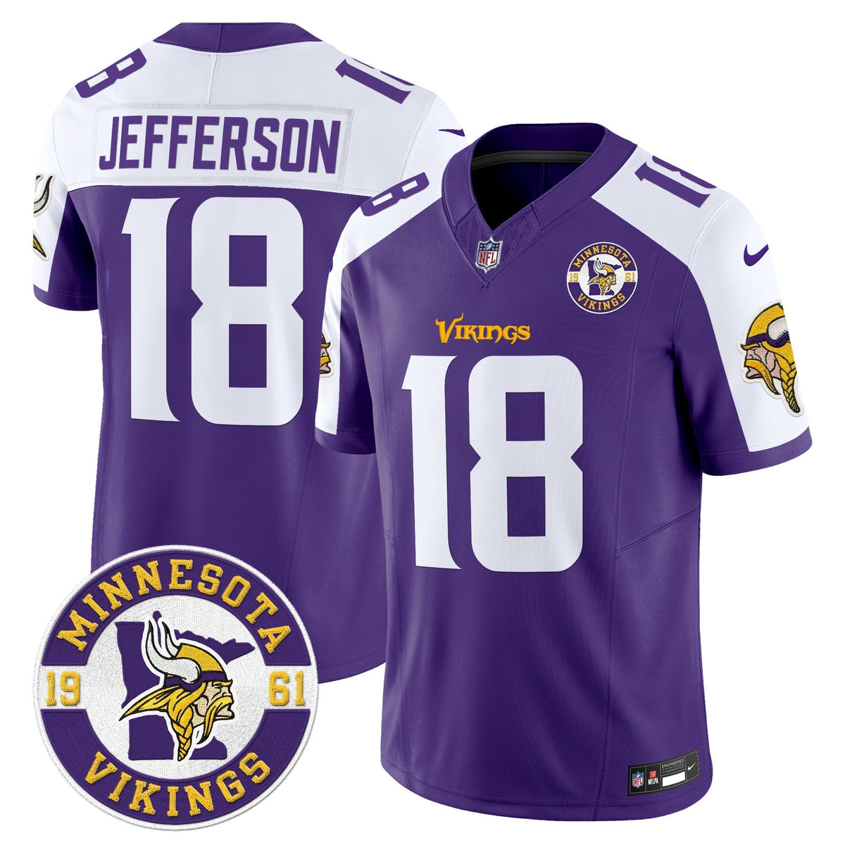 Men's Minnesota Vikings 2024 Vapor Limited Jersey V2 - Est. 1961 Patch - All Stitched